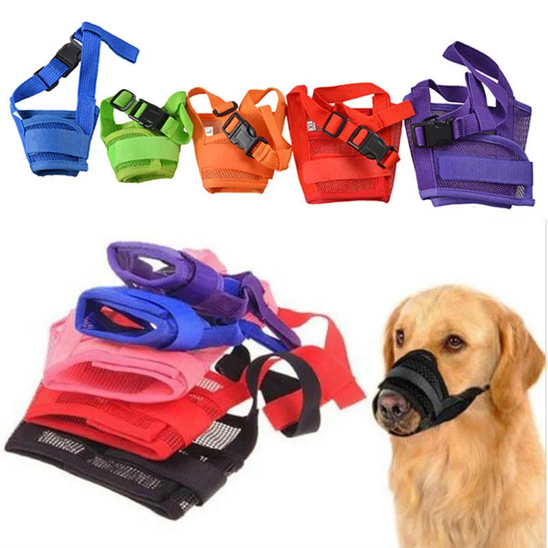 Soft Dog Muzzles S-2xl Rozmiar siatki powietrza oddychające do picia i regulowanej pętli Pęciki kagańce, aby zapobiec gryzieniu zapasów treningowych