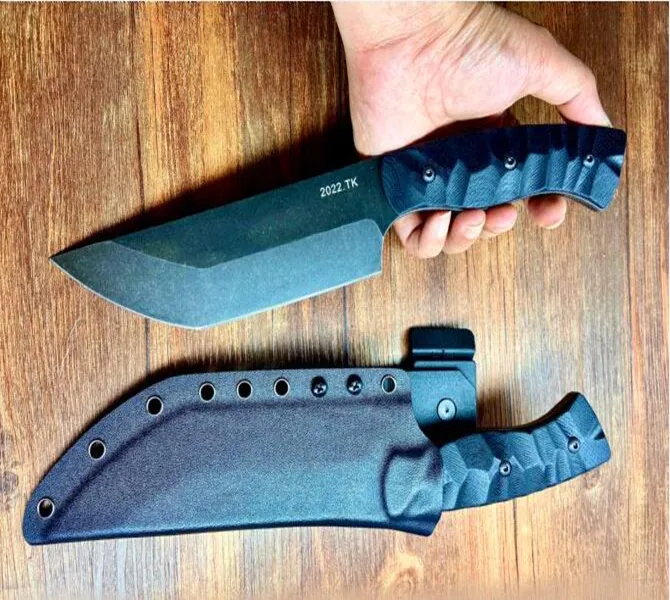 Nuovo arrivo 2022 TK Sopravvivenza coltello dritto A8 Black Stone Wash Blade G10 Himpe a lama fissa con Kydex