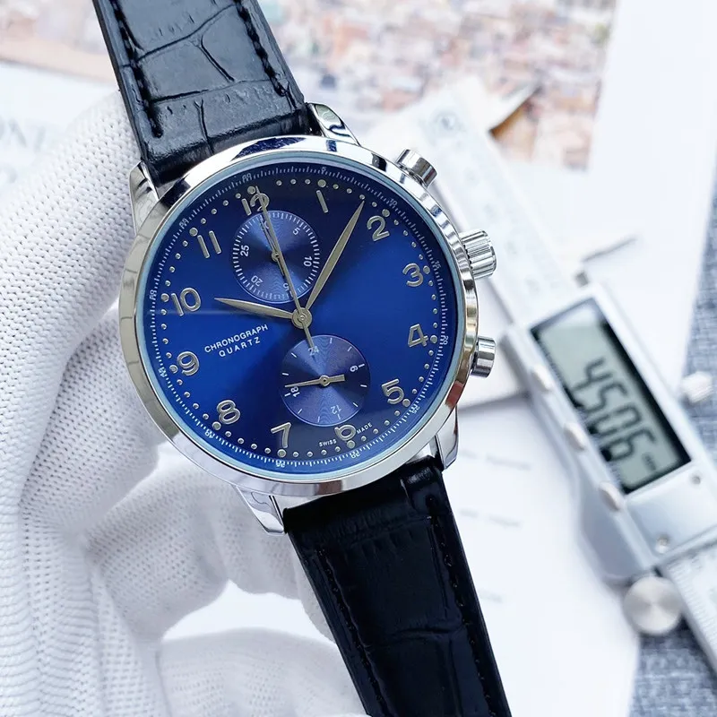 2023 Nieuwe vijf steken Herenhorloges Alle Dial Work Quartz Bekijk hoogwaardige top luxe merk Chronograph Clock Leather Belt Art Fashion Accessoires Round Shell