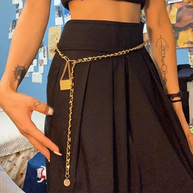 Belts Metal Gold Chain for Women Women Waist Mini Bag Acessórios Vestido Jeans Ketting Riem Belt Luxuja Designer feminino Cincha fina