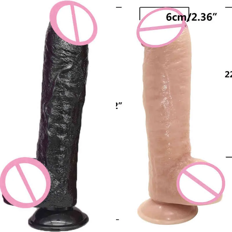 Nxy Dildos Dongs Women s Large Artificial Penis Jj Manual Suction Cup Masturbation Device 6cm Thick Adult Products 220507