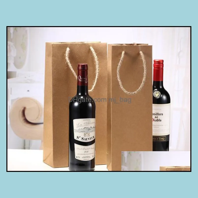 600pcs kraft paper red wine bag single and double gift packaging wines box handbags easy to carry sn3021