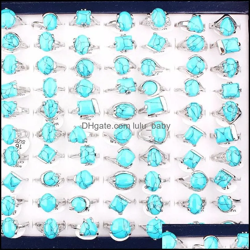 Bandringen sieraden retro natuurlijke blauwe stenen mannen vrouwen legering ring mannelijke bruiloft geschenken groothandel 25 stks drop levering dhfov