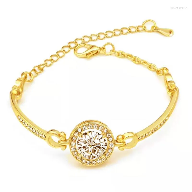 Catena di collegamenti donne oro placcate in modo bianco Bracciale Crystal Girl Personalizza Gift Birthday Gioielli Drop Drop Wholesale