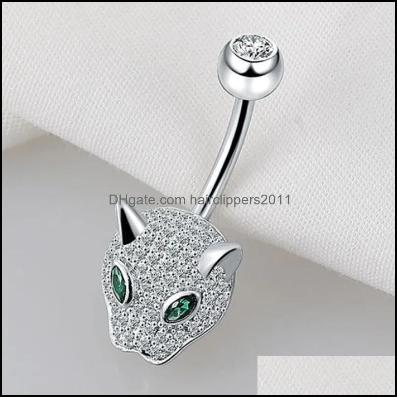 s925 sterling silver leopard belly button ring 14g navel barbell studs body piercing screw navel bar