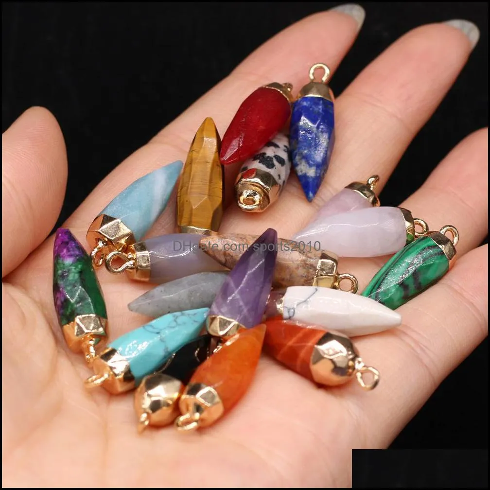 Konst och hantverk Arts Gifts Home Garden Natural Cone Point Semi-Erecious Stone Charms Rose Quartz Healing Reiki Crystal Pen DH