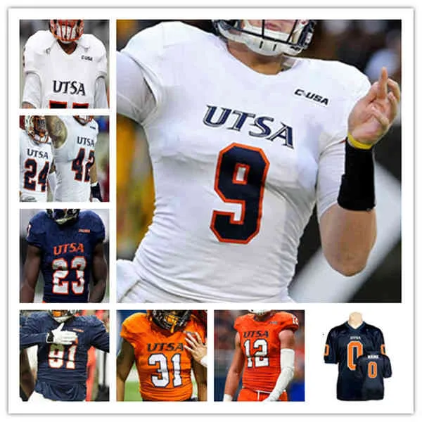 Custom 2021 College UTSA Roadrunners Football Jersey Frank Harris Josh Adkins Eddie Lee Marburger Sincere McCormick Zakhari Franklin