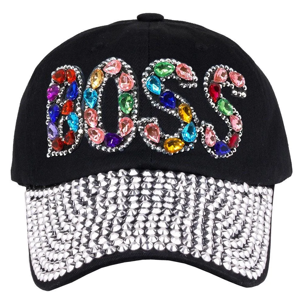 New Outdoor Sport Baseball Cap Spring Summer Fashion BOSS Letters Bling Adjustable Men Women Caps Fashion Hip Hop Hat