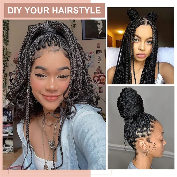 Synthetic Full Lace 28 Inches Lace Front Wigs Boxing Braided Wig
