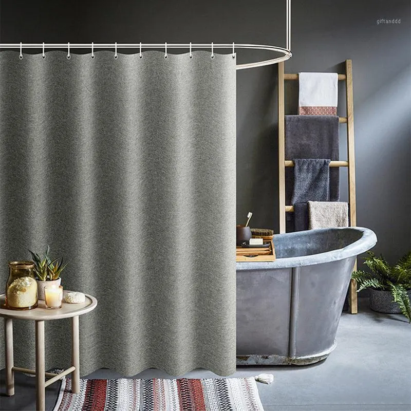 Chuveiro cortinas impermeáveis ​​engrossar banheiro imitação linen mofo à prova com ganchos acessórios