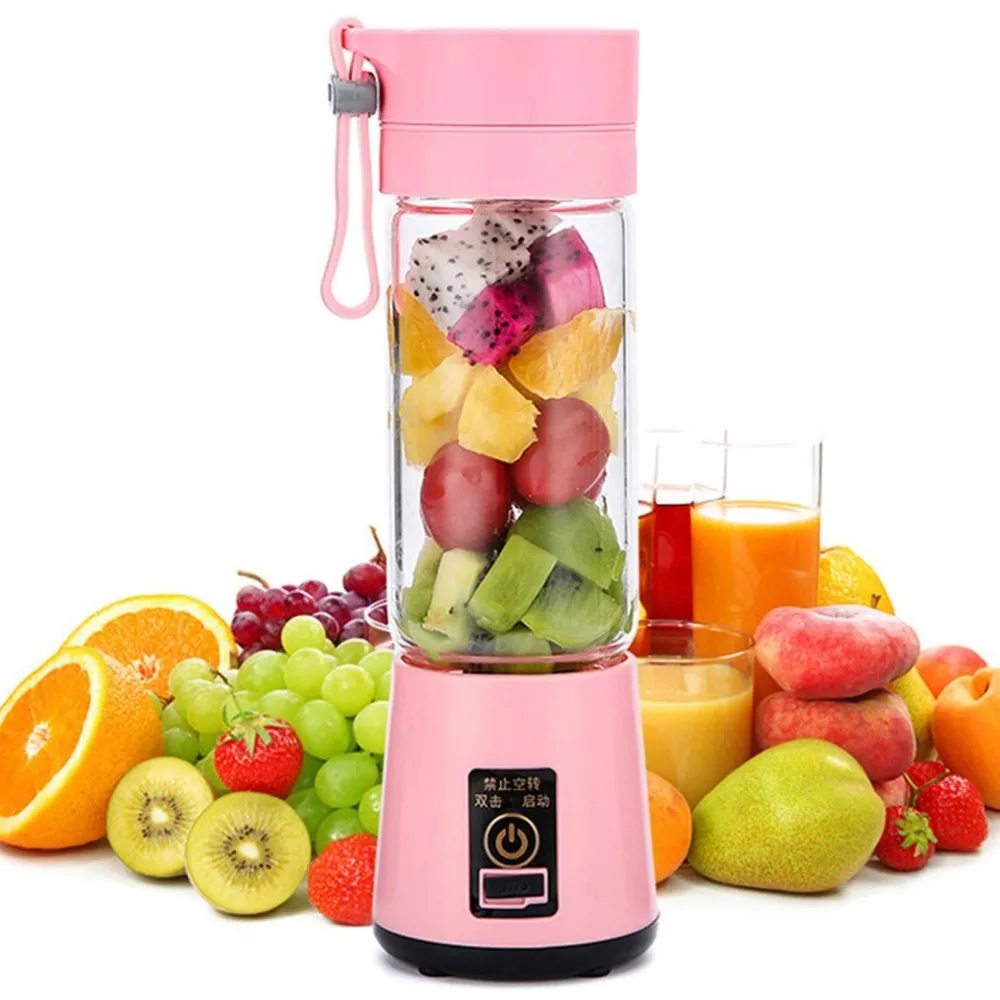 380 ml juicers 6 blad Portable Electric Fruit Juicer Home USB uppladdningsbar smoothie maker Blenders Machine Sports Bottle