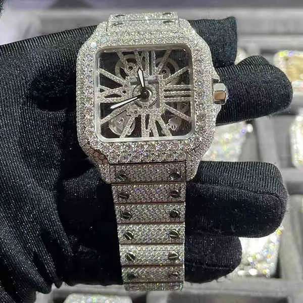 ساعة فاخرة للرجال الميكانيكية es fasion مخصصة للهيب هوب مويسانيت الماس السويسري سويس