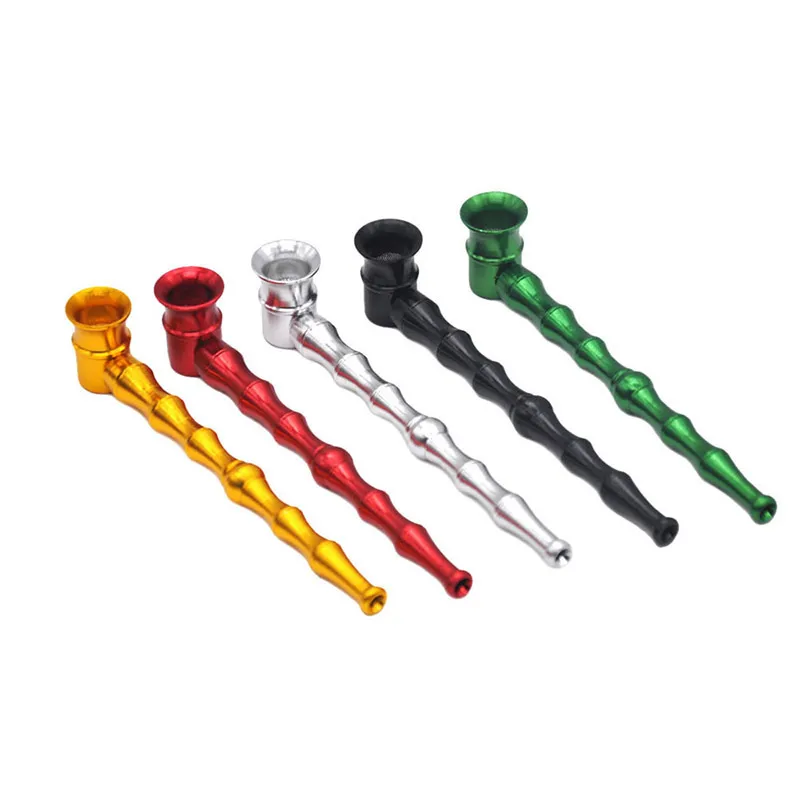 Multi-Color 128mm Tubos de fumar de metal portátiles Aleación Forma de bambú Tubo desmontable Snuff Snorter Tubo de humo Tabaco Titular de cigarrillo Hitter Bat ZL0724