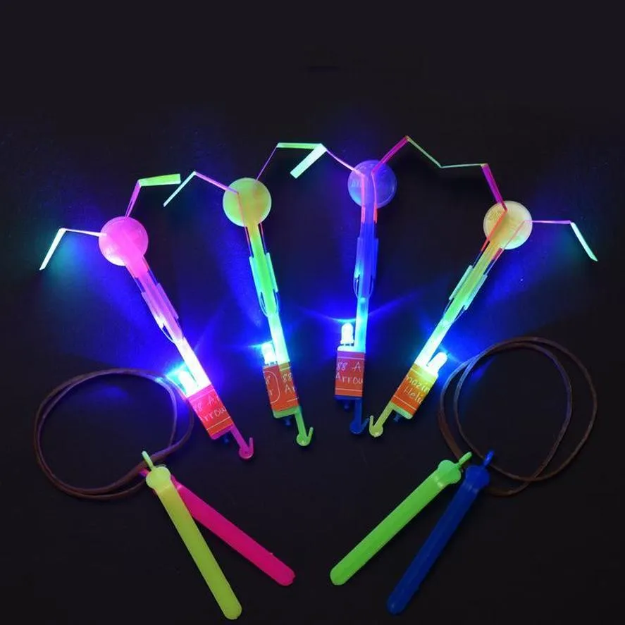 Slingshot Toy Amazing Arrow Helicopter Rubberen band Power Copers Kids Led Flying Toy C0803X0