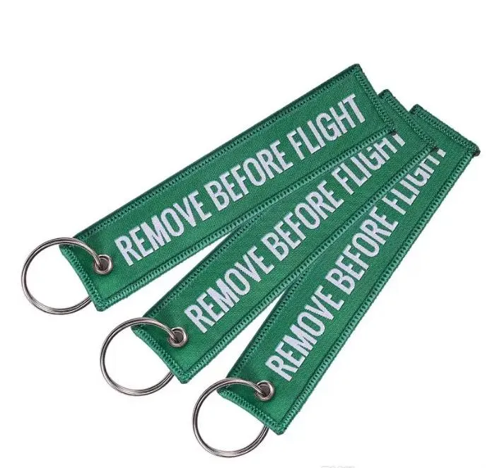 REMOVE BEFORE FLIGHT Schlüsselanhänger Farbe Luftanhänger bestickt Luftfahrt Kinder Erwachsene Geschenk gewebter Schlüsselanhänger Gedenk-Schlüsselanhänger ST486