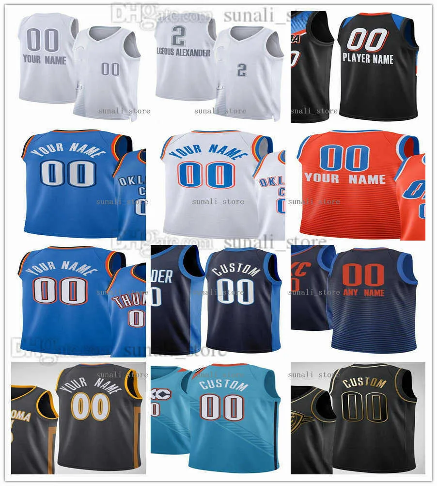 Maillot de basket imprimé NCAA Luguentz Dort 5 Josh Giddey 3 Derrick Favors 15 Shai Gilgeous-Alexander 2 Mike Muscala 33 Aleksej Pokusevski 17