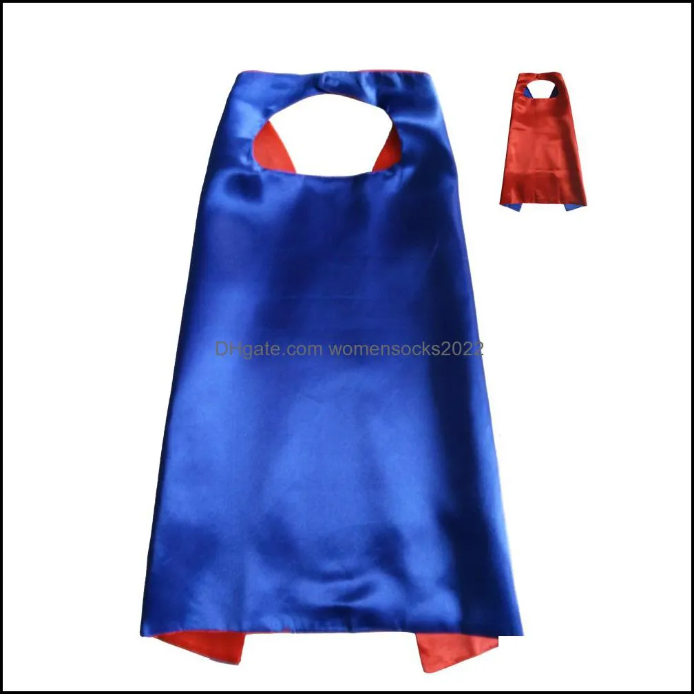 27 inch plain superhero capes for kids double layer satin capes dress up Super Hero Costumes 11 color match Halloween Christmas