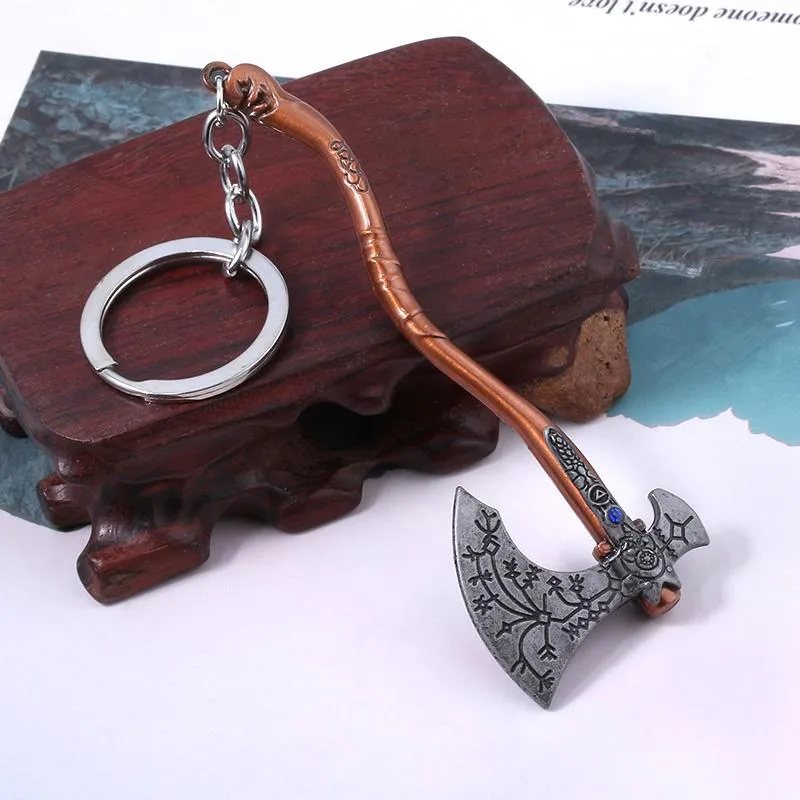 Porte-clés God Of War 4 Kratos Axe Porte-clés Guardian Shield Pendentif Pour Femmes Hommes Fans Voiture Porte-clés Bijoux Cosplay Prop GiftKeychains