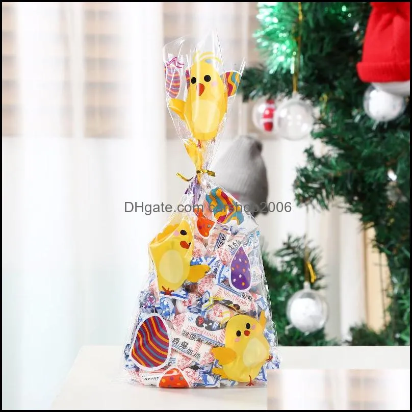 Rabbit Colored Eggs Packaging Bags Chick Pattern Transparent OPP Flat Mouth Packing Bag Easter Europe America 3 75xx J2