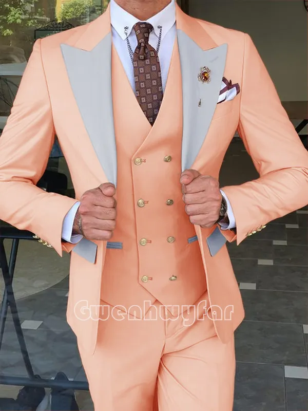 Costumes pour hommes Blazers Gwenhwyfar Custom Made Classic Peach Groom Tuxedo Groomsme 220823