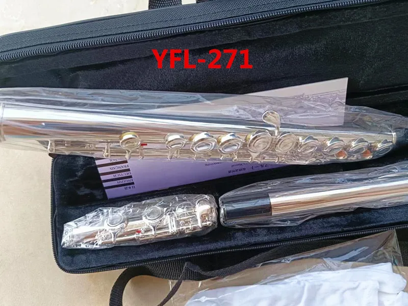 Japon professionnel étudiant flûte YFL-271 C clé 16 trous plaqué argent avec E clé bois instrument de musique et accessoires