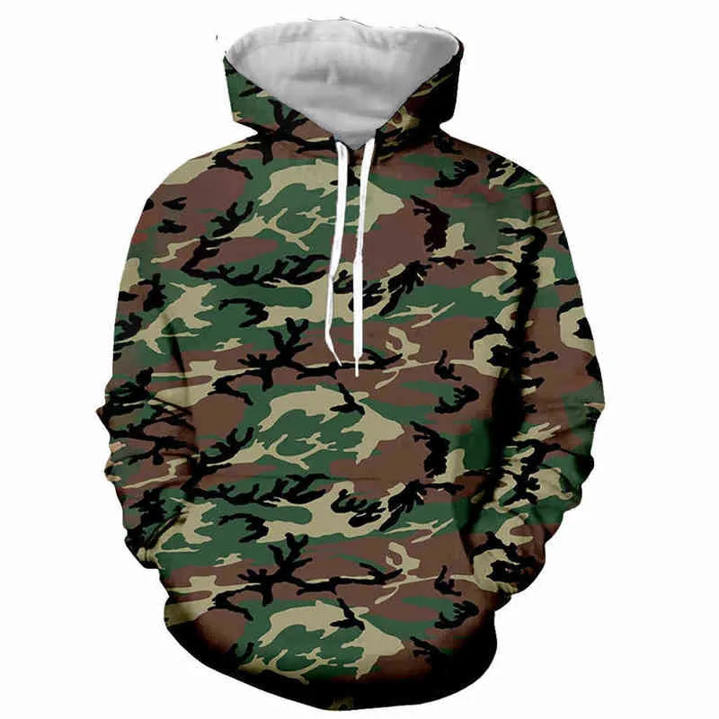 2022 Spring och Autumn New Men mode överdimensionerade hoodie kamouflage sportkläder tröja unisex spår utomhus huva tröjor l220704