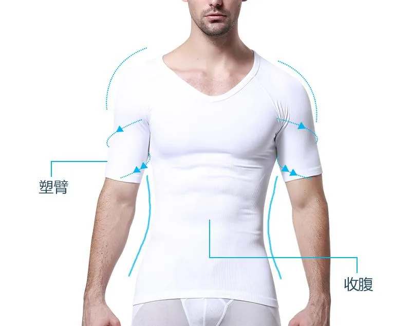 Men's Body Shapers Men Slimming Chest Binder Beer Belly Shaping Tank Tops Control Waist T Shirt Corset Seamless Sleeves UnderwearMen's