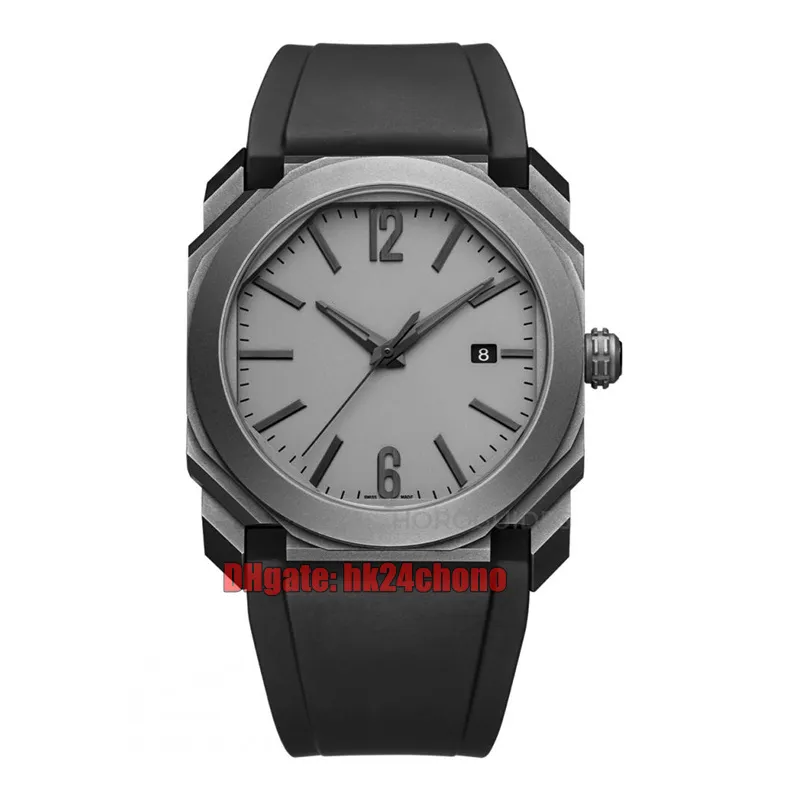 14 Styles High Quality Watches 102858 Octo Solotempo Titanium A2813 Automatic Men's Watch Gray Dial Rubber Strap Gents Sport Wristwatches