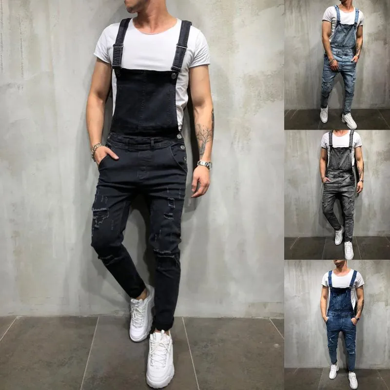 Männer Hosen Herren Jeans Wash Latzhose Männliche Overalls Streetwear Tasche Fracht Arbeit Playsuits Plus Größe Männer Hosenträger HosenMen's