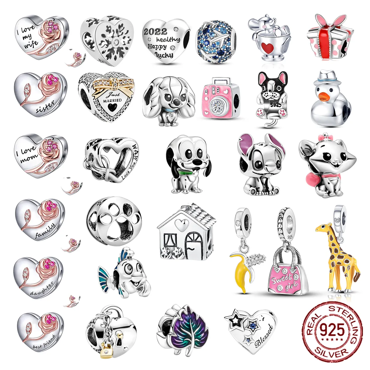 925 Silver Fit Pandora Charm 925 Bracelet Blue Hot Air Balloon charms set Pendant DIY Fine Beads Jewelry