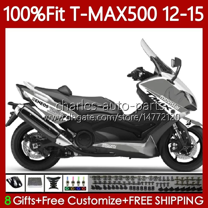 حقن الجسم ل Yamaha Max-500 TMAX MAX 500 2012-2015 هيكل السيارة 113NO.124 TMAX-500 T-MAX500 TMAX500 MOVISTAR GRAY 12 13 14 15 T Max500 2012 2013 2014 2015 OEM FALTINGS