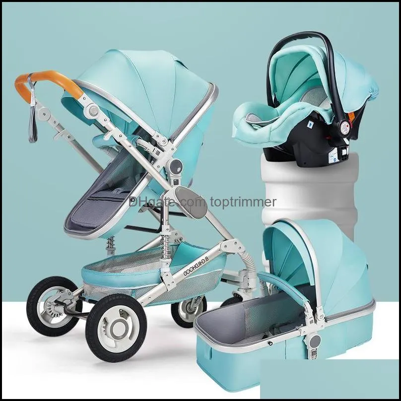 Strollers# Luxury Baby Stroller High Landview 3 In 1 Portable Pushchair Pram Comfort For Born