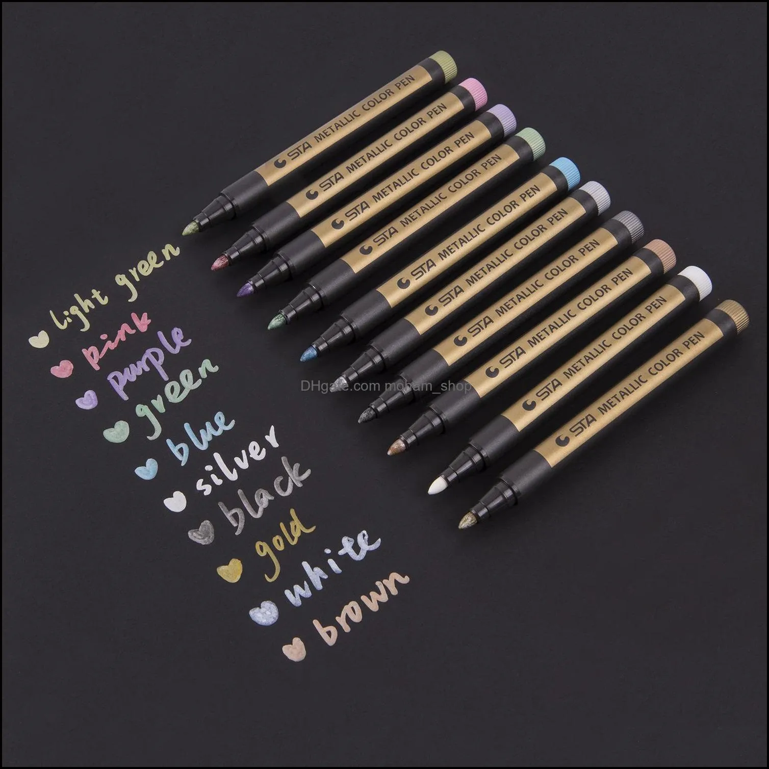 Markers Writing Supplies Office School Business Industrial 10 Colors Color Art Set Manga Ding Pen Water-Based Dhwle