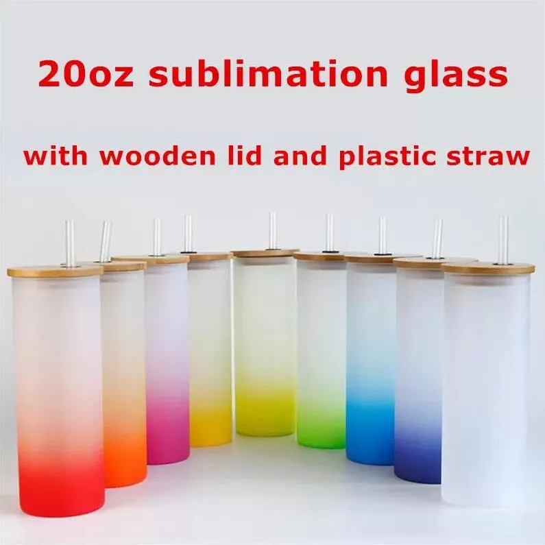 20 unz sublimacja gradient proste szklanki DIY wielokolorowe kieliszki do wina sublimacja kubka na piwo Przenoszenie ciepła Kubki do picia