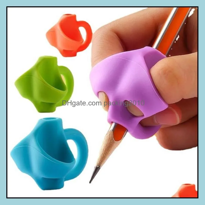 silicone pencil grip school supplies children pupil beginner artifact pen holder durable write green learning toys pae10797