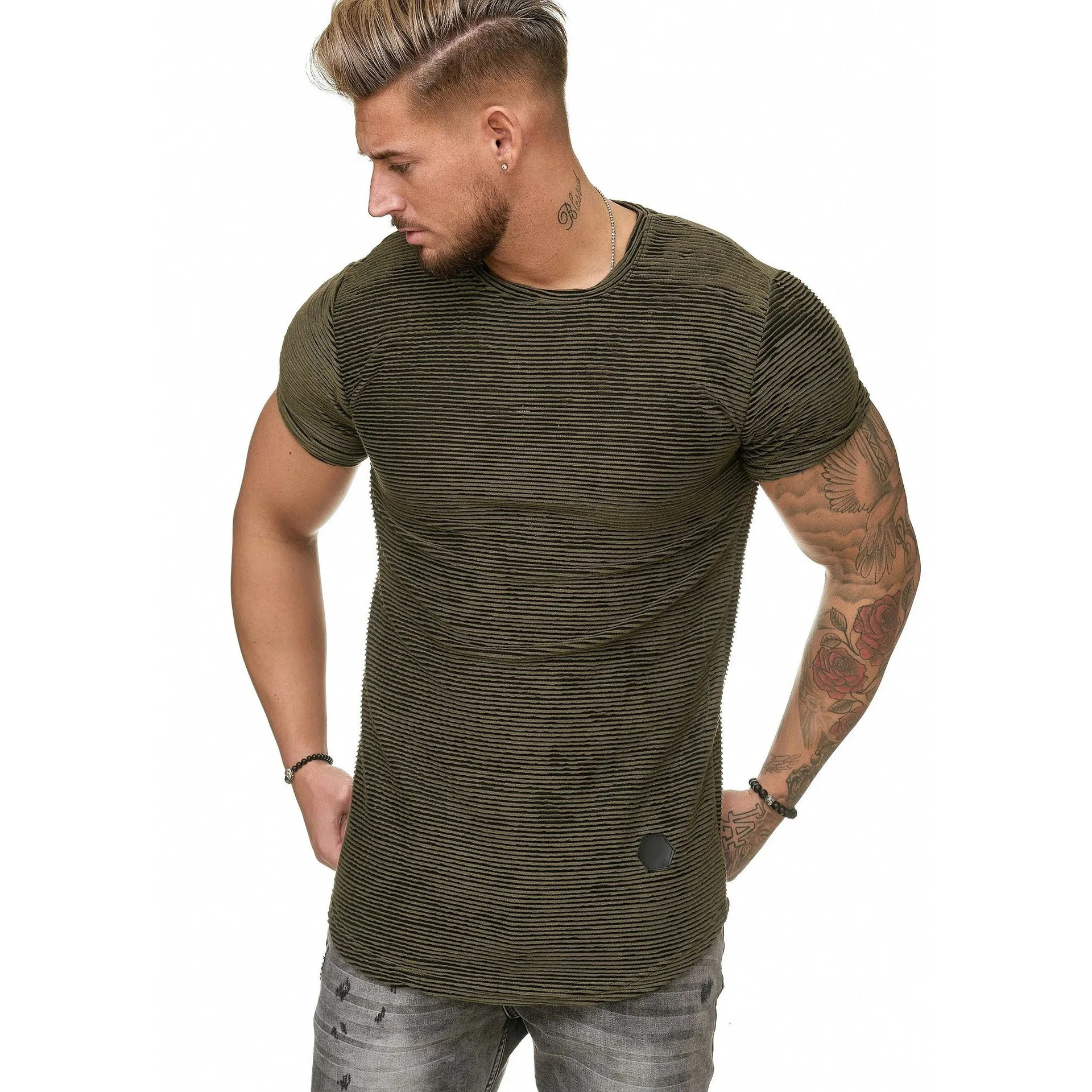 العلامة التجارية Mens Muscle T Shirt كمال الأجسام اللياقة البدنية للرجال قمم القطن بالإضافة إلى حجم كبير الحجم Tshirt Cotton Mesh Shirt Shirt