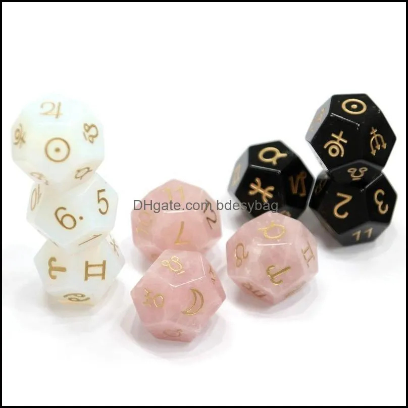 other natural gems astrology tarot dice stone engrave constellation magic polyhedral d12 zodiac sign carving gift diy custom