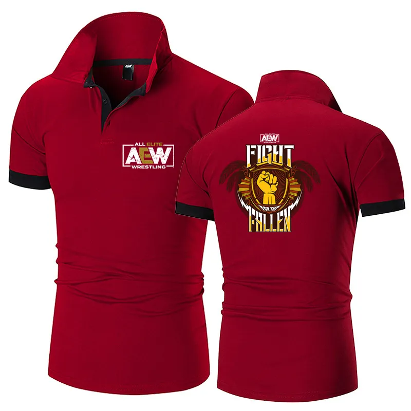 All Elite AEW Wrestling AEW Print Custom Made Solid Color Man Short Sleeve T Shirt Lapel Casual Man Polo Shirt Top 220620