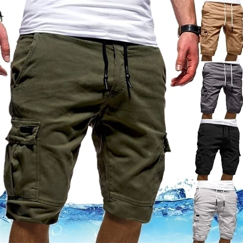 Mens Shorts Green Cargo Summer Bermudas Male Flap Pockets Jogger Casual Working Army Tactical 220524