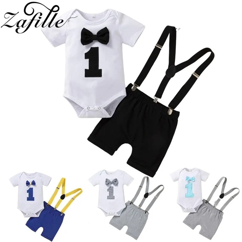 ZAFILLE My First Baby Boy Birthday Outfits Male born Clothes Sets Party Cake Smash Outfit For 220326