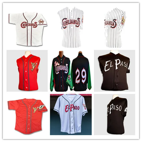 Men El Paso Chihuahuas Baseball Jerseys Custom Team Color White Red Gray Black Full Tritched Size S-4XL Custom