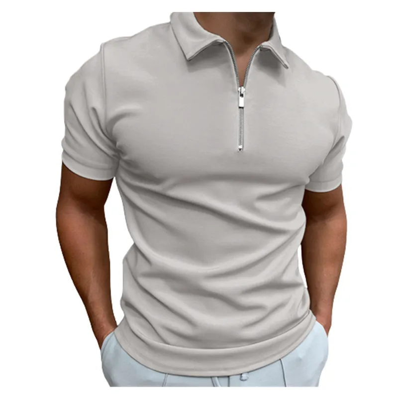 2022 Summer stały kolor golfowy Polos dla mężczyzn Slim Fit Lapel Lapel krótki rękaw Casual Polos Tshirts SAL678151836785