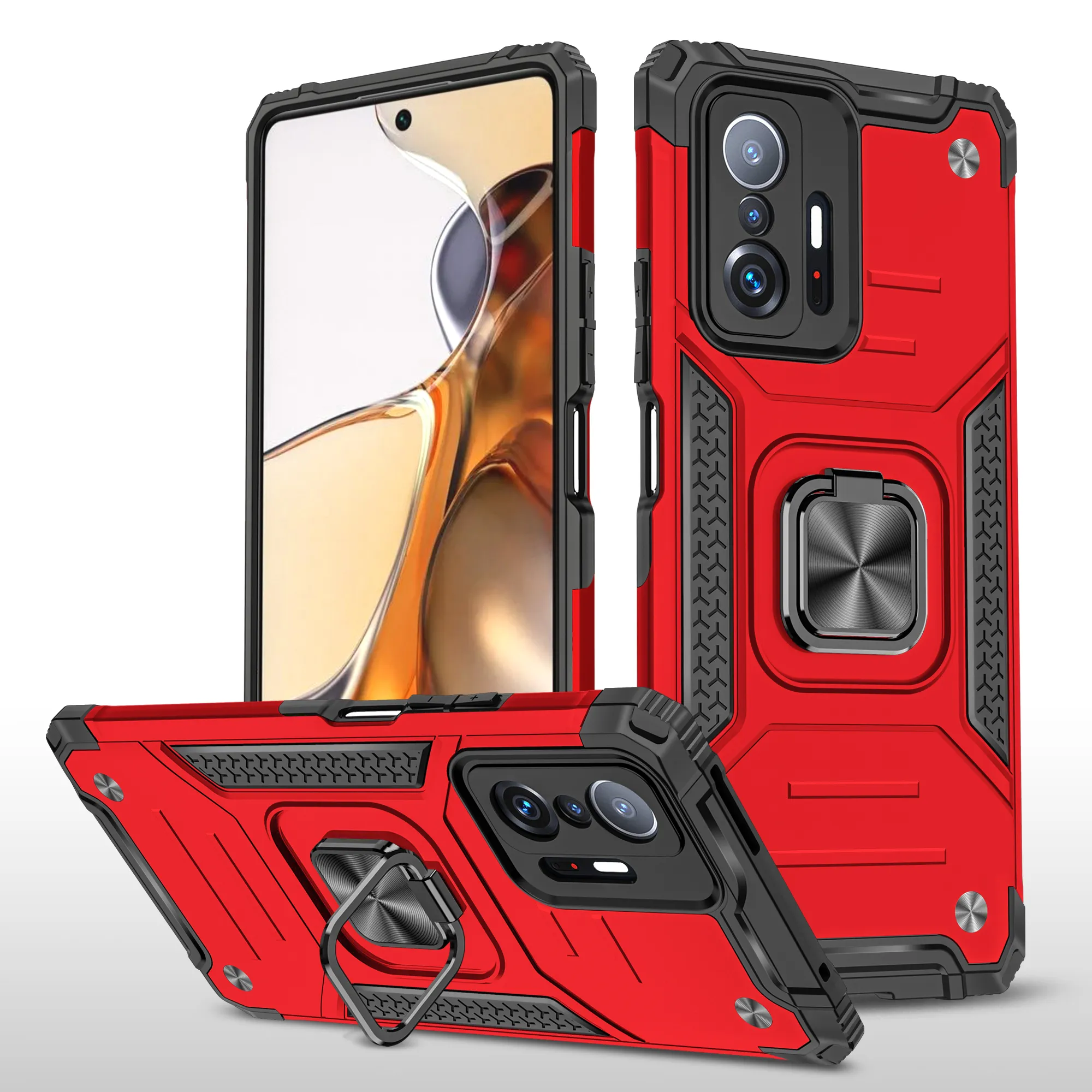 Heavy Duty Hybrid 360 Rotante Ring Stand Custodie Grado militare magnetico per RedMi 9 Power Note 8 10 Pro 5G K30 K40 8A 9A 9C POCO X3 M3 X4 XiaoMi 10T Lite 11 12