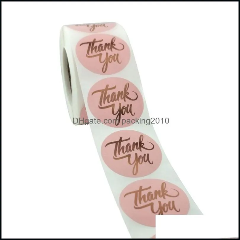 500pcs 1.5inch Pink Paper Thank You Adhesive Stickers Label Wedding Envelope Handmade Gift Bag Stationery Decor