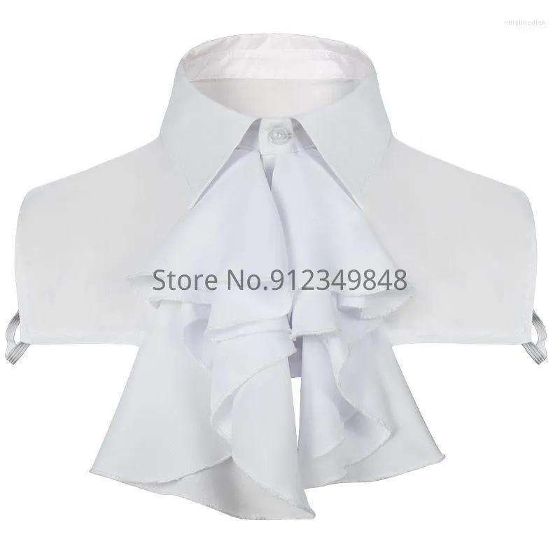 Bow Ties Medieval Tie Neck Collar Victorian Costume Cravat Accessory Elegant Unisex Ruffle Ascot Cosplay Halloween för vuxna män Kvinnor Emel2