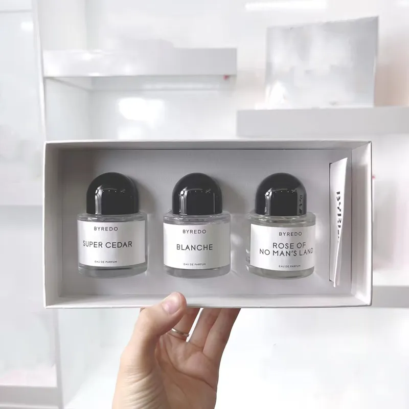 Promozione per il regalo Byredo Perfume Highest super cedar blanche rose of no man's land 30ml 3pcs set profumo spray di design Tuta spray profumata Profumata Spedizione veloce gratuita