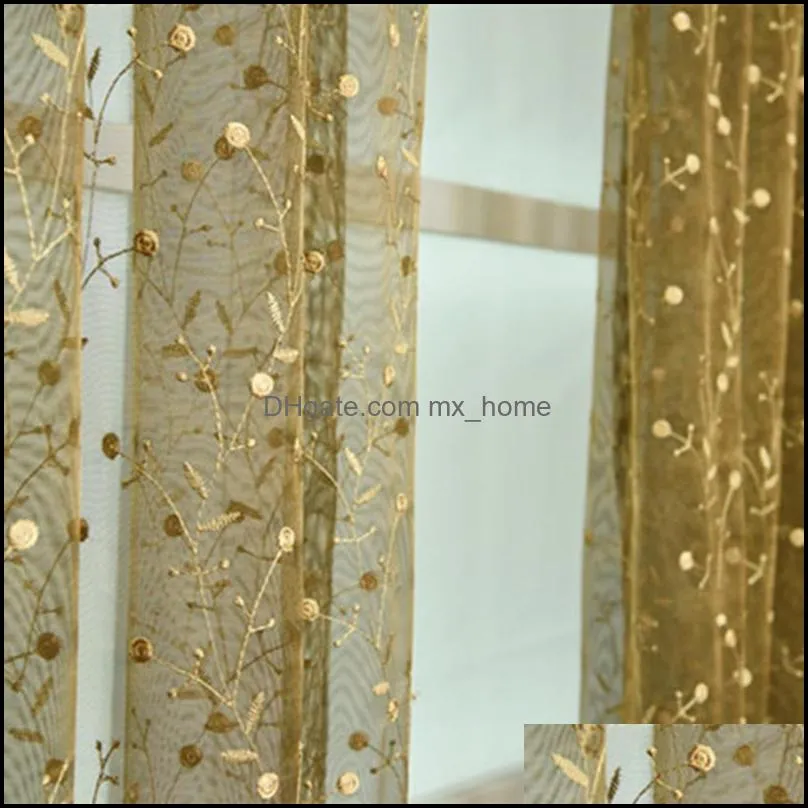 American Style Embroidered Tulle Curtains For Living Room Bedroom Organza Fabric Window Curtains For Kitchen Rideaux Voilage