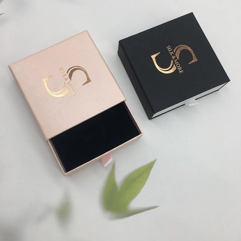 Gift Wrap 50pcs Custom Paper Box Multiple Colors Jewelry Personalized Logo Necklace Earrings Ring Bulk Drawer Packaging