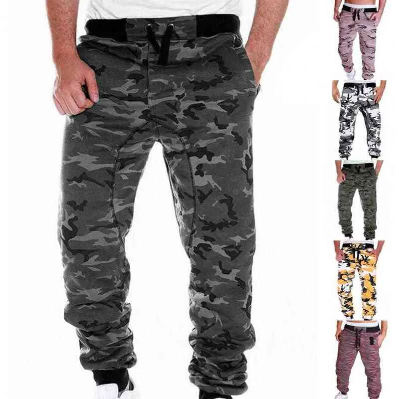 Polyester Modern Fashion Men Camouflage Loose-fit Pants 5 Sizes Men Trouser Hard-wearing for Street Wear G220507