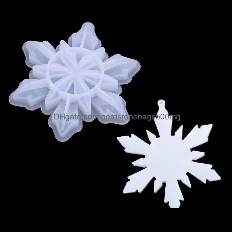 White Large Snowflake Mould Mirror Crystal Double Deck Silicone Gutta Percha Mold Handmade Make Accessories Hot Sale 5 5ty J2